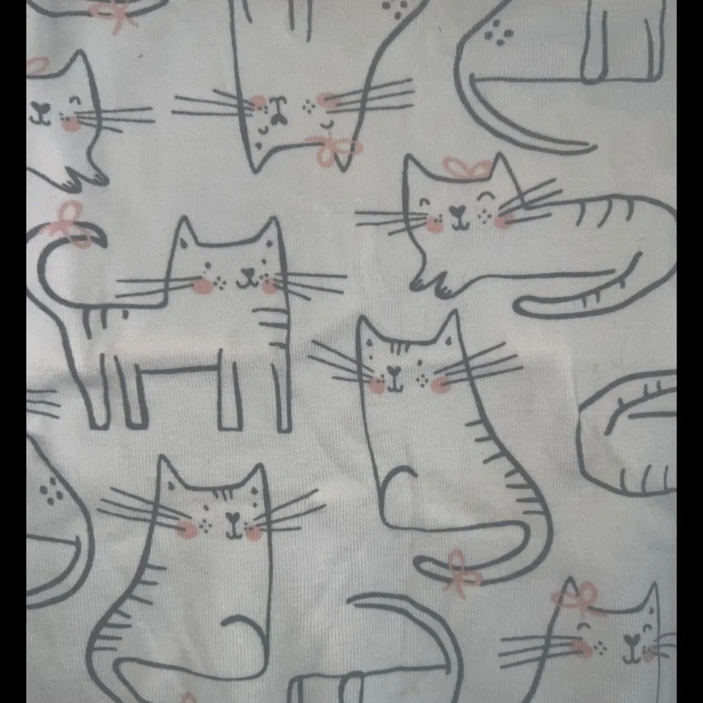 Carter's White Long-Sleeve Cat Print 2PC. PJ set with Pink Trim